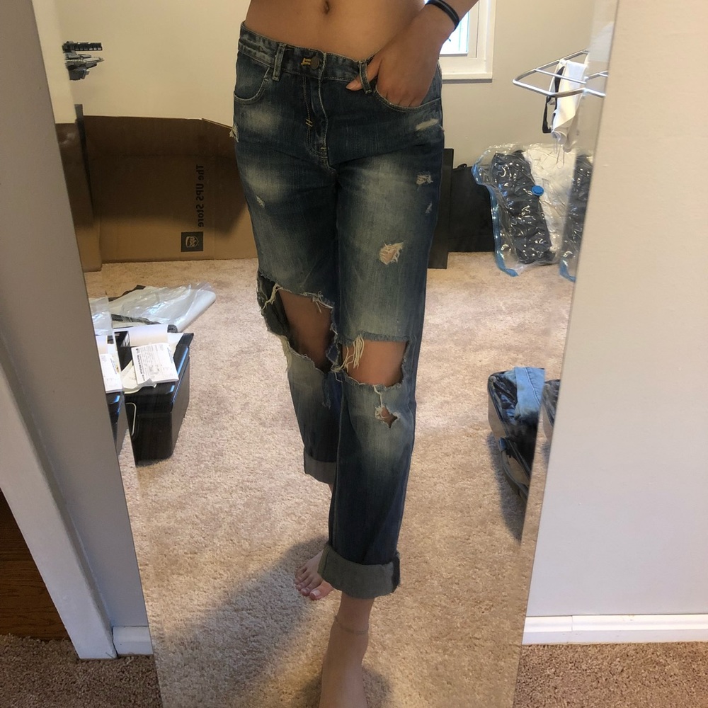 Topshop Ripped Denim Jeans